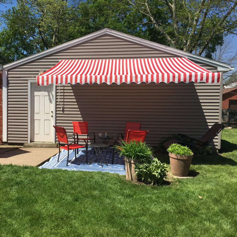 Silver Gray 13 x 10 ft Retractable Patio Awning with White Aluminum Frame