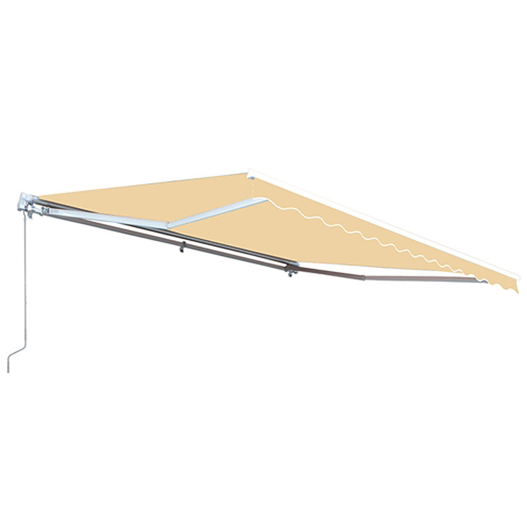 Ivory Polyester Retractable Patio Awning with White Frame