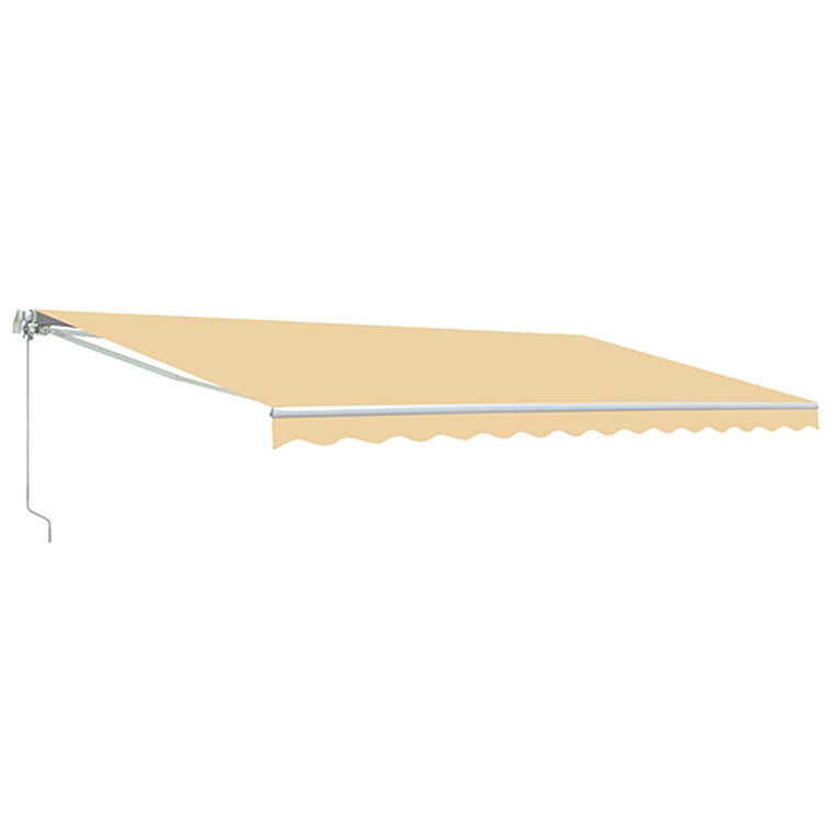 Ivory Polyester Retractable Patio Awning with White Frame