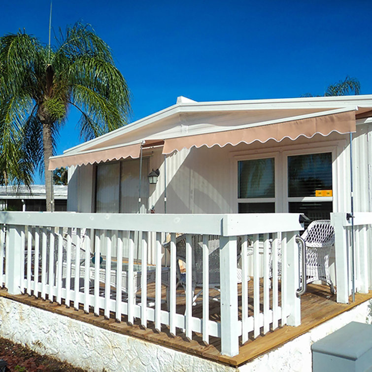 Burgundy Motorized Retractable Patio Awning with White Frame