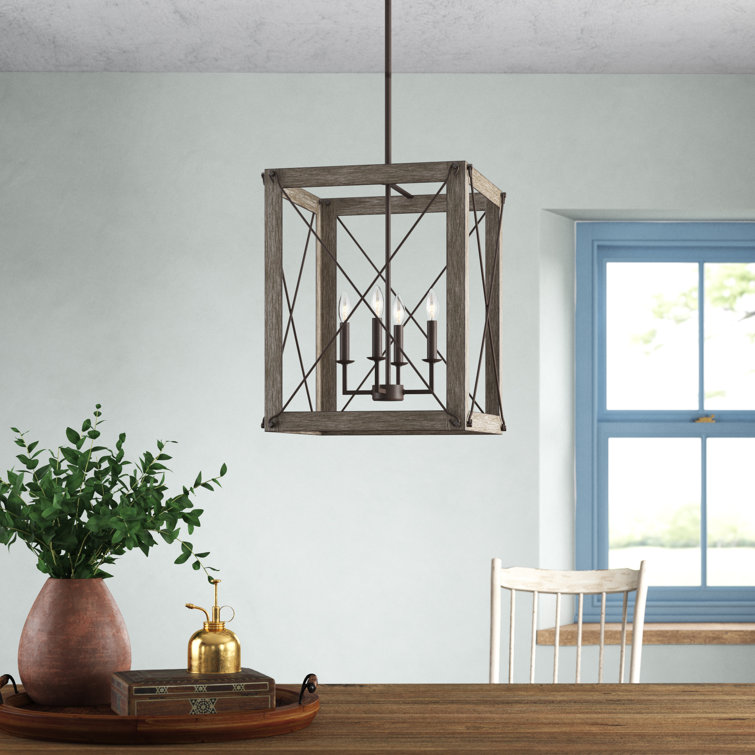 Thornwood Washed Pine and Weathered Iron 4-Light Indoor/Outdoor Pendant