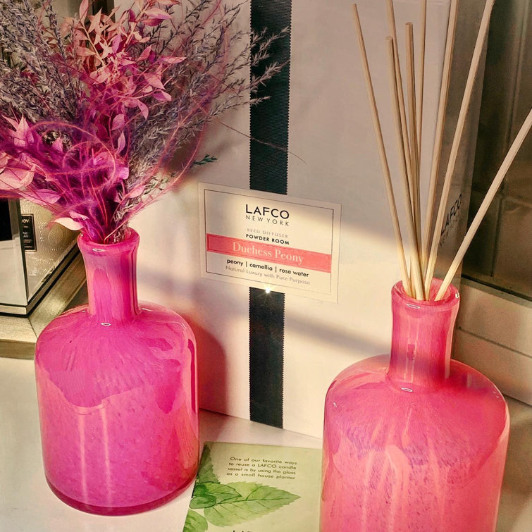 Duchess Peony 15oz Art Glass Reed Diffuser with Handmade Vessel