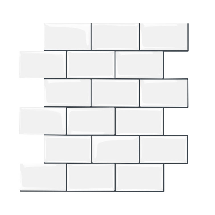 12" x 12" White Vinyl Peel and Stick Subway Tile
