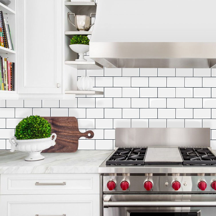 12" x 12" White Vinyl Peel and Stick Subway Tile