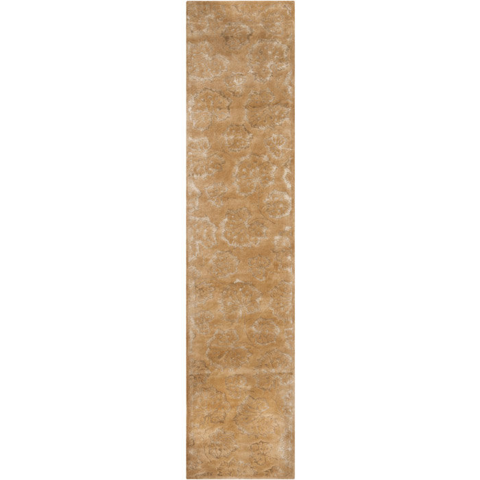 Toffee Floral Tufted Wool and Viscose Rectangular Rug