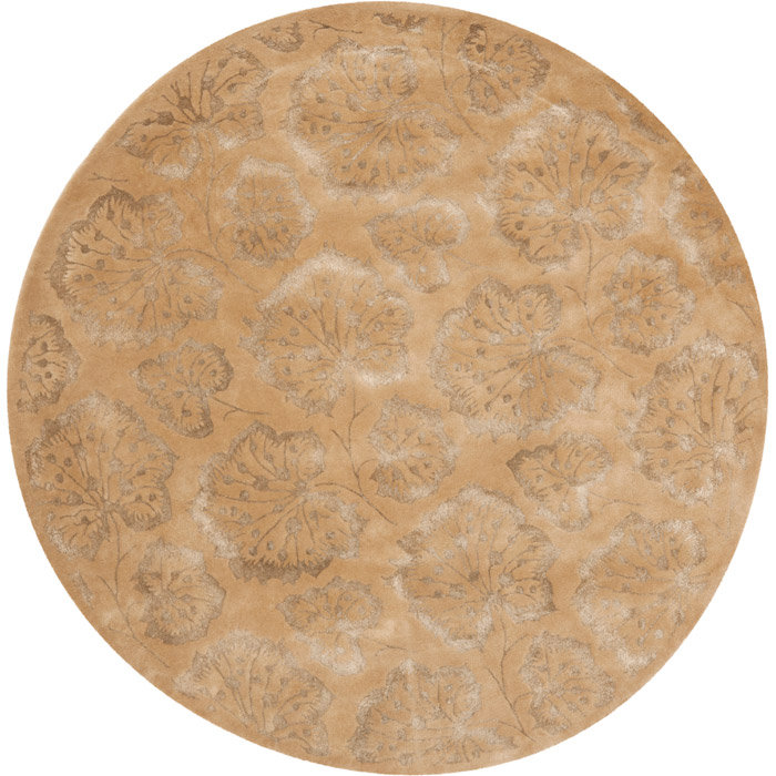 Toffee Floral Tufted Wool and Viscose Rectangular Rug