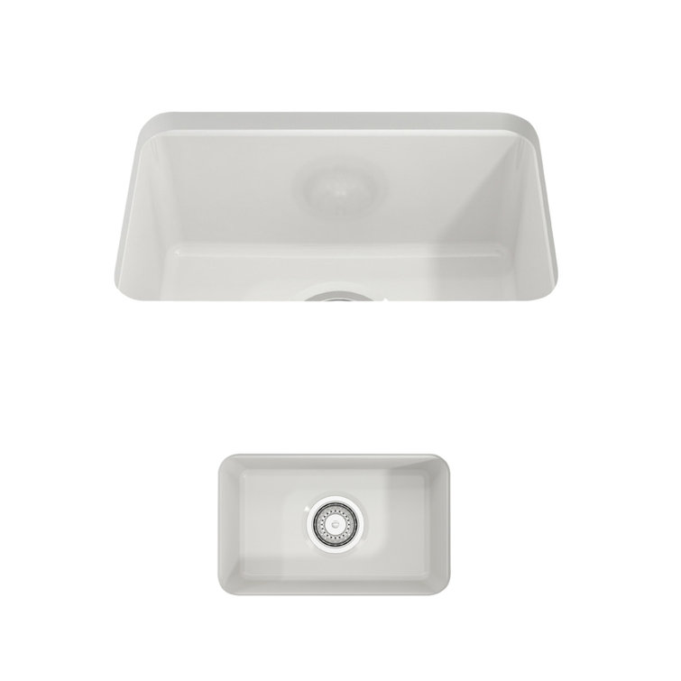 White Fireclay 12" Single Bowl Drop-in Sink