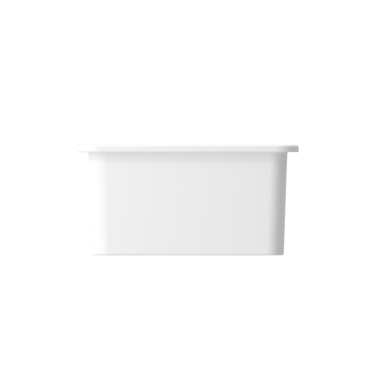 Matte White 18'' Fireclay Single Bowl Drop-in Kitchen Sink