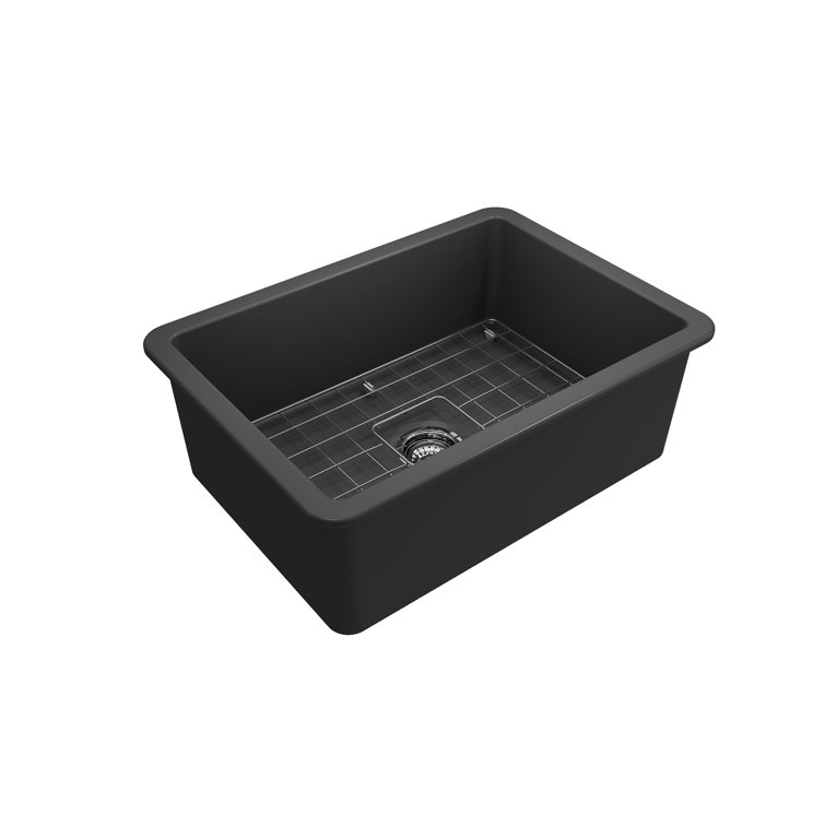 Matte Dark Gray Fireclay Single Bowl Drop-in Kitchen Sink