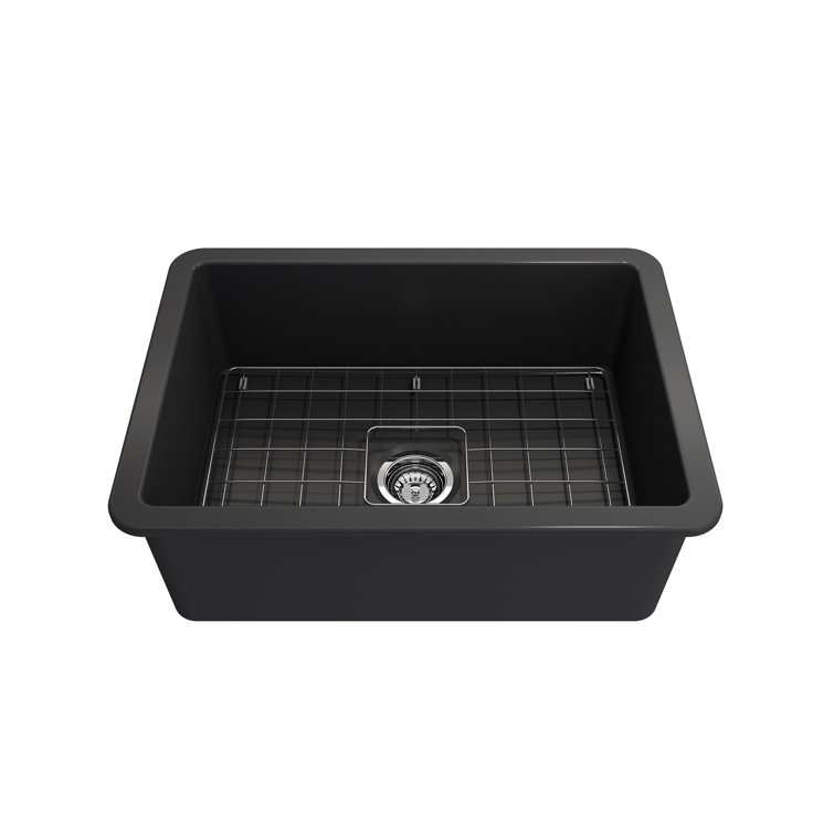 Matte Dark Gray Fireclay Single Bowl Drop-in Kitchen Sink