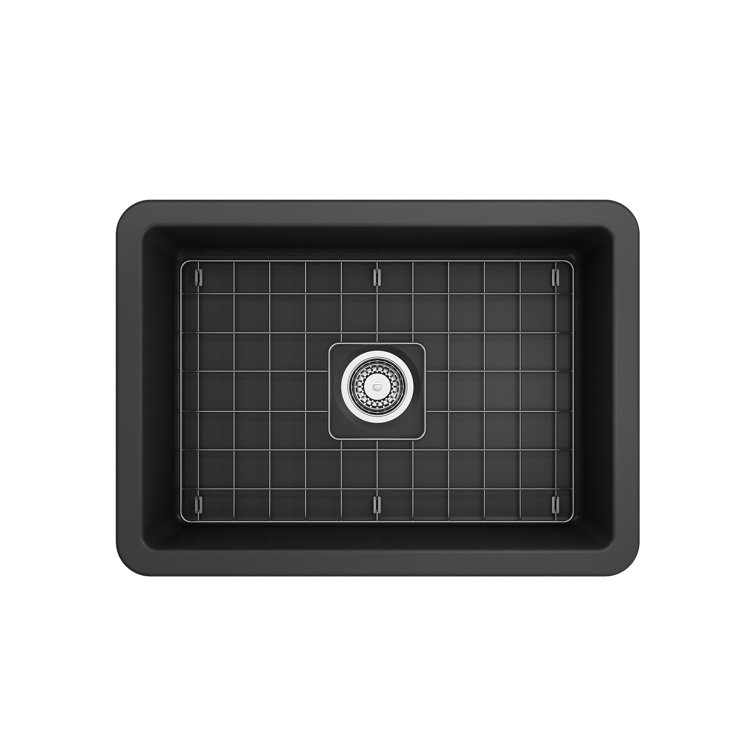 Matte Dark Gray Fireclay Single Bowl Drop-in Kitchen Sink
