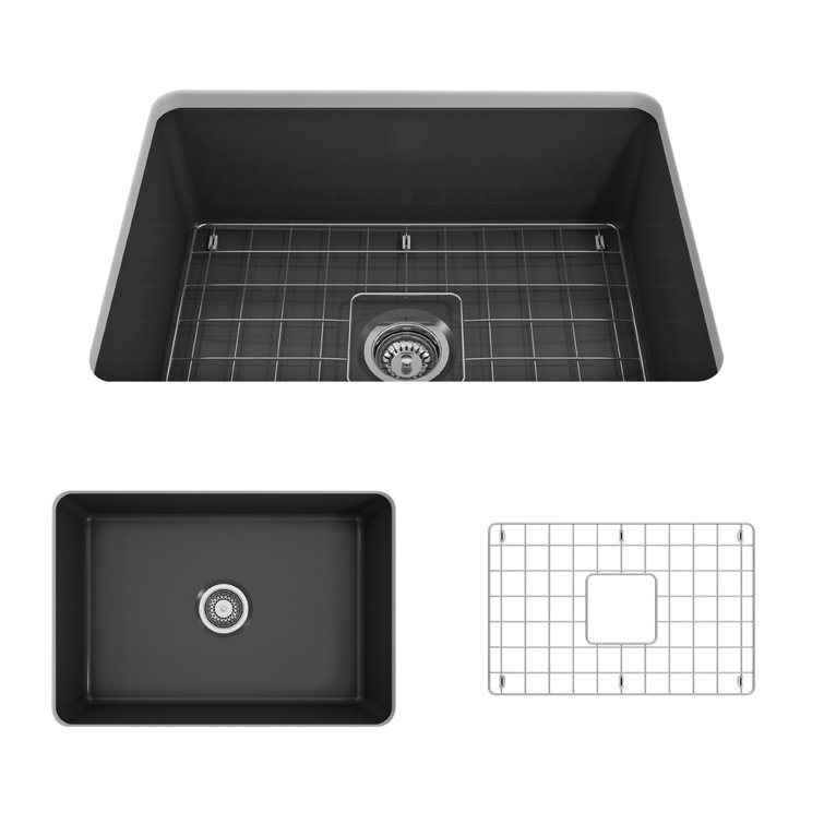 Matte Dark Gray Fireclay Single Bowl Drop-in Kitchen Sink