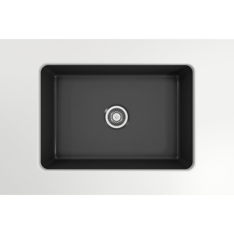 Matte Dark Gray Fireclay Single Bowl Drop-in Kitchen Sink