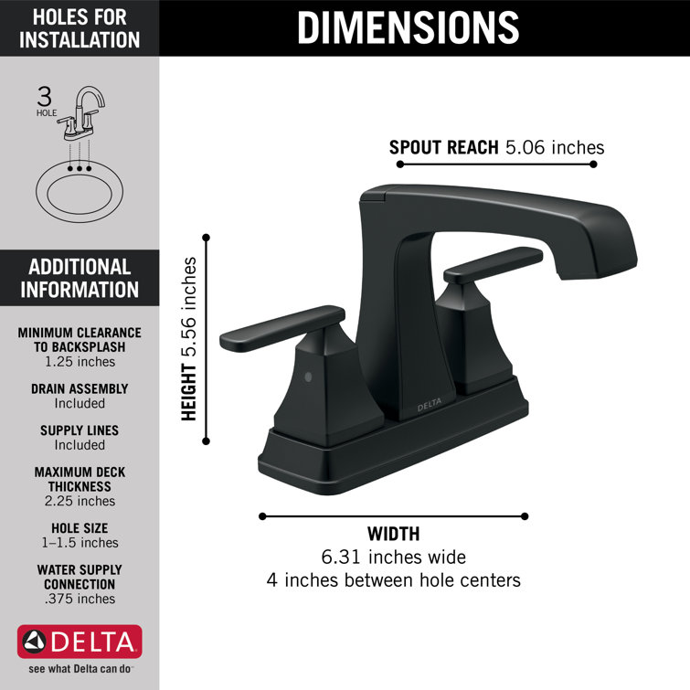 Matte Black Dual Handle Bathroom Faucet with Drain Assembly