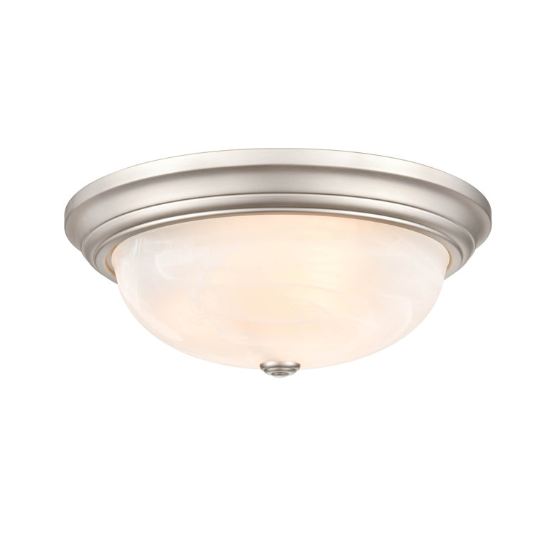 Sleek Satin Nickel 3-Light Indoor/Outdoor Flush Mount Bowl