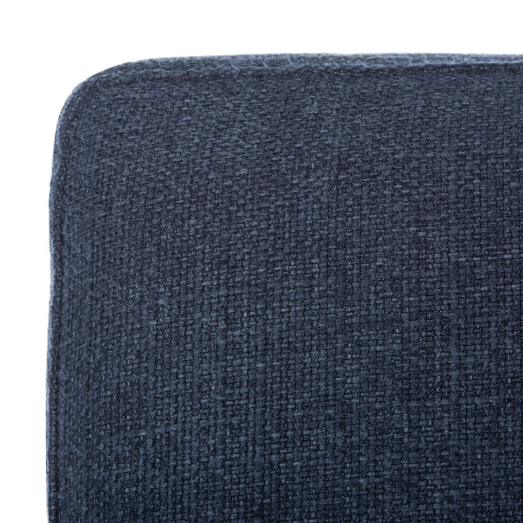 Navy and Brown Wood Upholstered Armchair