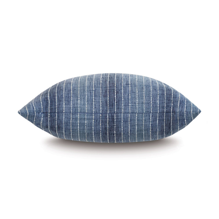 Kasama Blue and White Striped Square Polyester Throw Pillow