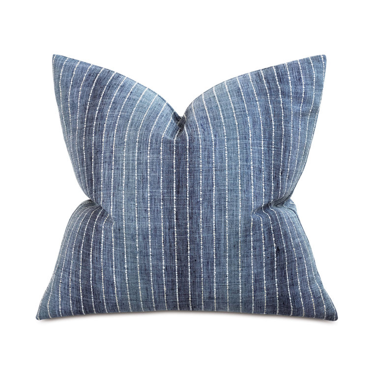 Kasama Blue and White Striped Square Polyester Throw Pillow