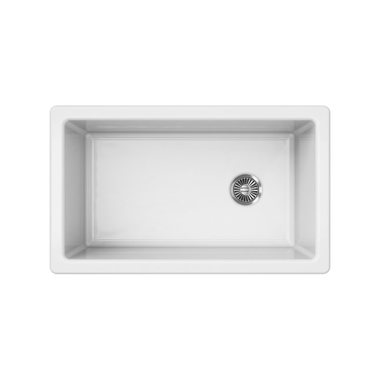 30'' White Fireclay Farmhouse Apron-Front Kitchen Sink