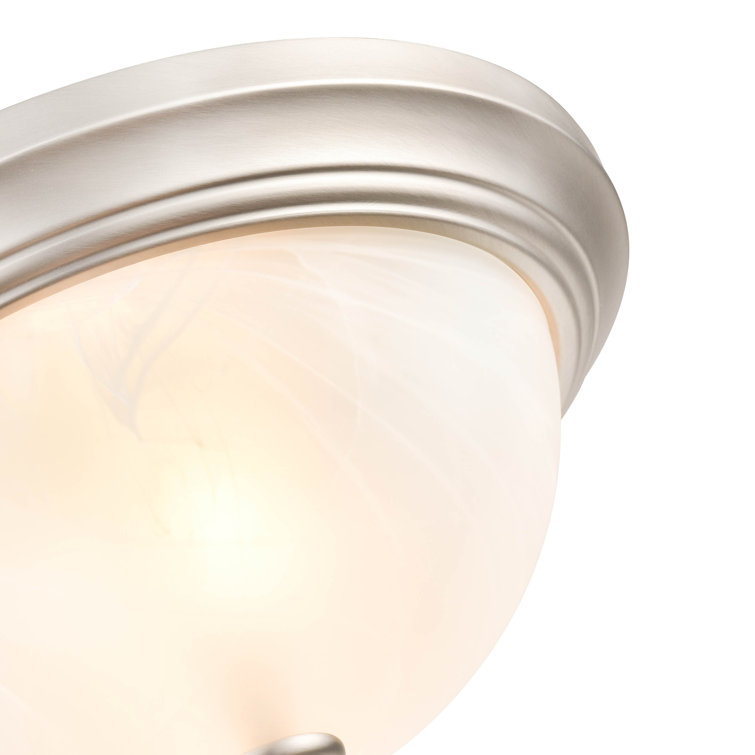 Sleek Satin Nickel 11" Glass Bowl Flush Mount Light