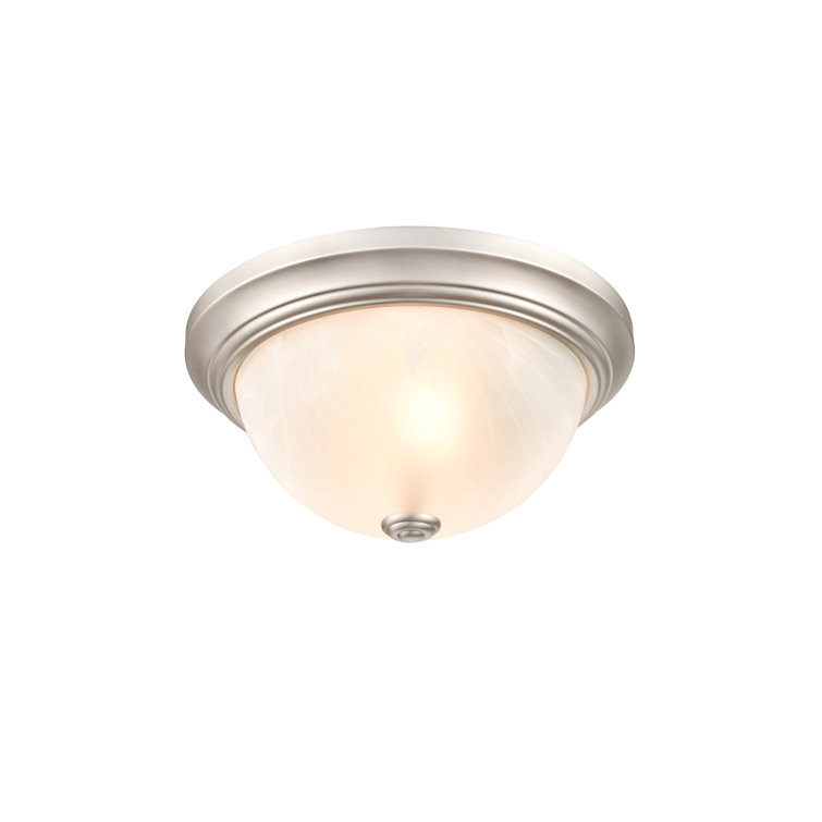 Sleek Satin Nickel 11" Glass Bowl Flush Mount Light