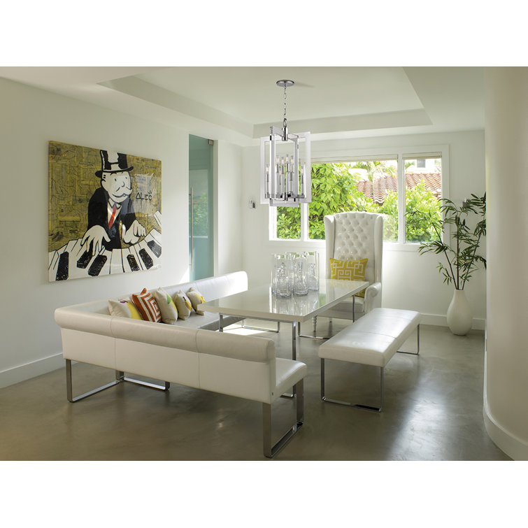 Sleek Polished Nickel 8-Light Indoor/Outdoor Chandelier
