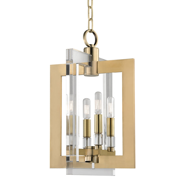 Aged Brass and Acrylic 4-Light Indoor Pendant