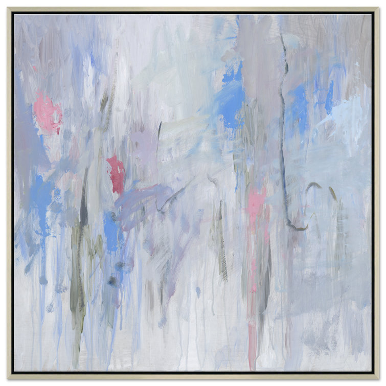 Silver Floater Frame Abstract Landscape Canvas Painting
