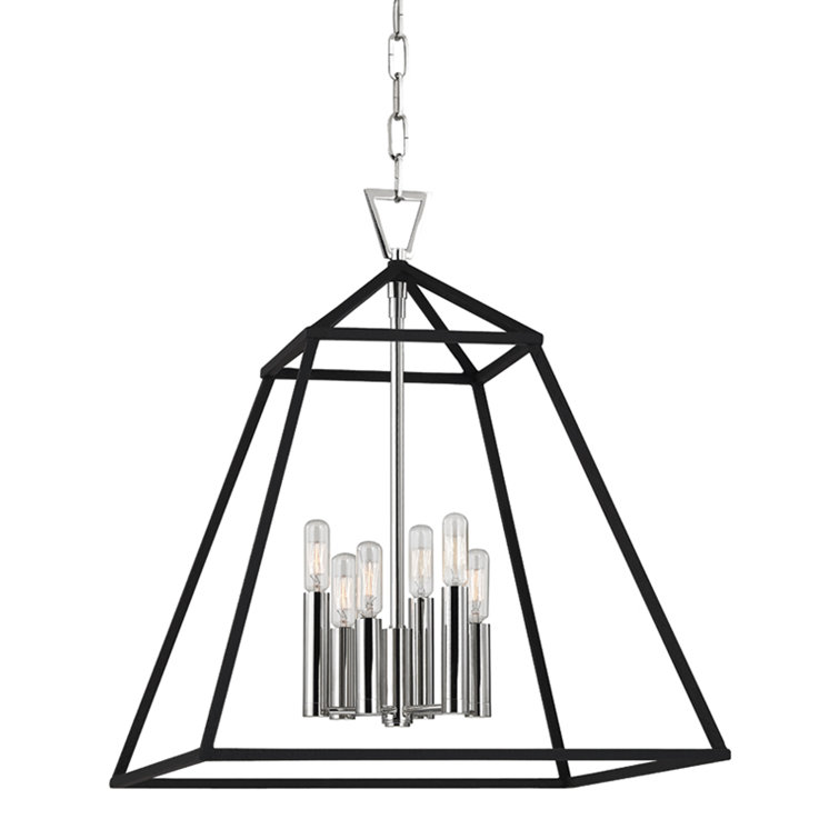 Webster Polished Nickel and Crystal Geometric Chandelier