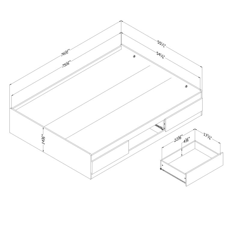 Pure White Fusion Full/Double Bed with 3 Storage Drawers