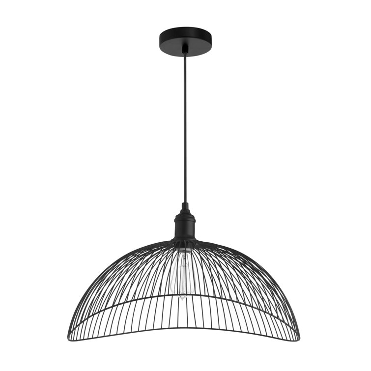 20" Matte Black Metal Geometric Pendant Light