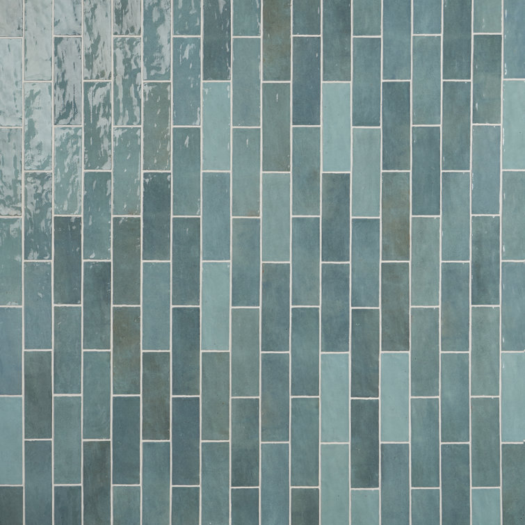 Turquoise 7.87" x 2.56" Polished Ceramic Wall Tile