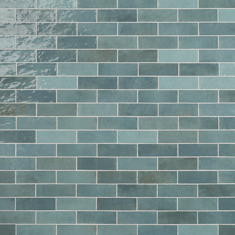 Turquoise 7.87" x 2.56" Polished Ceramic Wall Tile