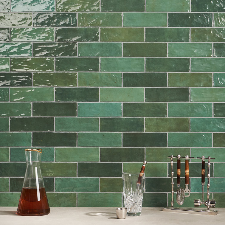 Portmore Green 3x8 Glazed Ceramic Subway Wall Tile