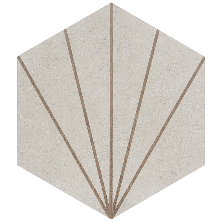Arbor Hex Beams 13" x 14.5" Beige Porcelain Tile