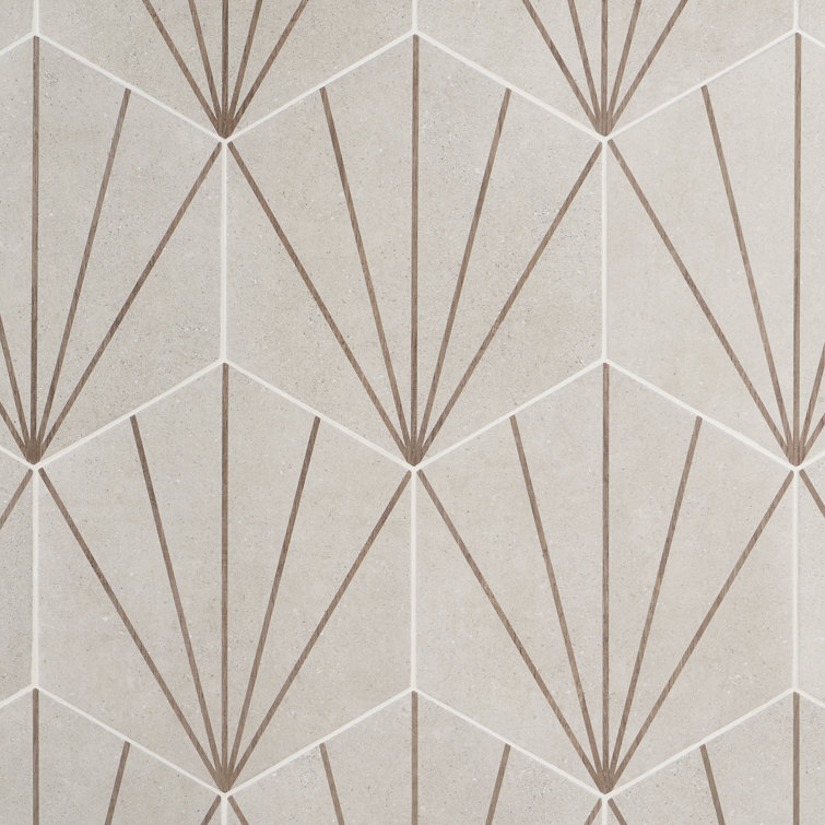 Arbor Hex Beams 13" x 14.5" Beige Porcelain Tile