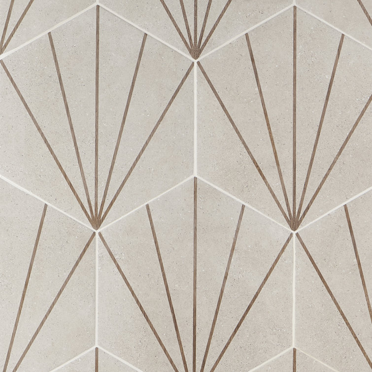 Arbor Hex Beams 13" x 14.5" Beige Porcelain Tile