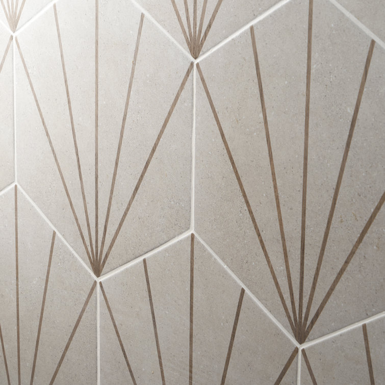 Arbor Hex Beams 13" x 14.5" Beige Porcelain Tile