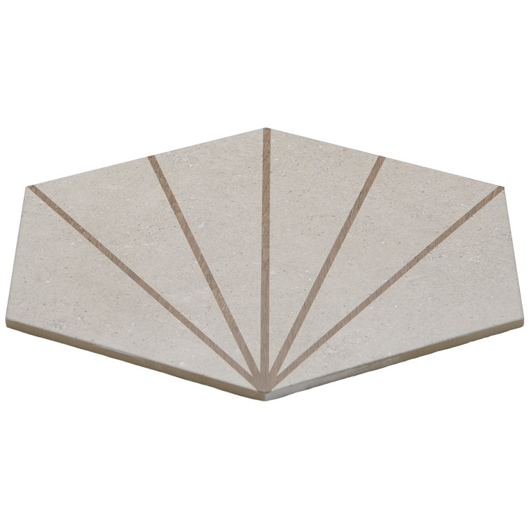 Arbor Hex Beams 13" x 14.5" Beige Porcelain Tile