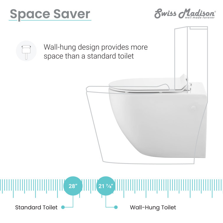 White Wall-Mounted Dual Flush Elongated Toilet