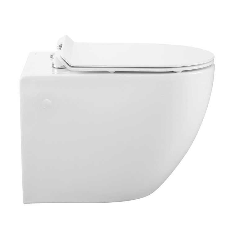 White Wall-Mounted Dual Flush Elongated Toilet