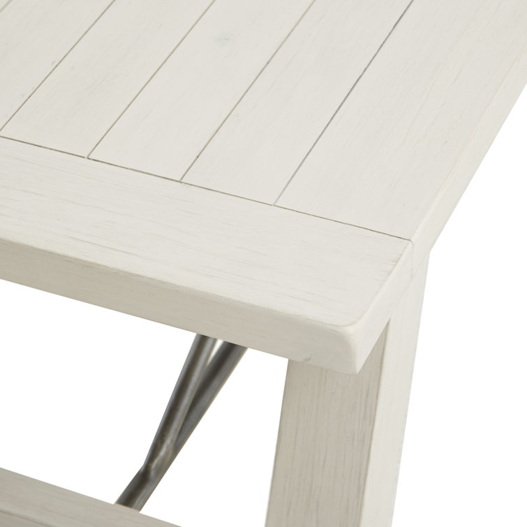 Reclaimed White Pine Wood Dining Bench with Metal Stretchers