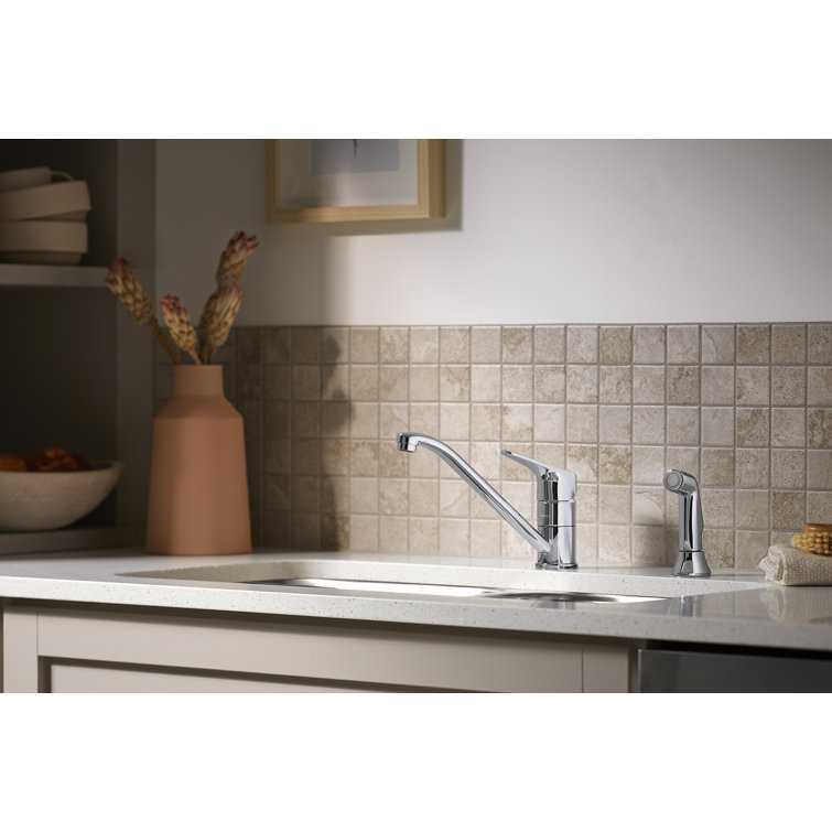 Valton Chrome Single Handle Kitchen Faucet with Side Spray
