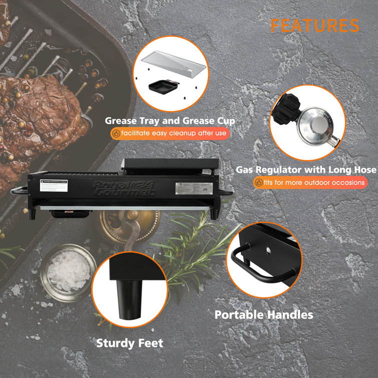 Royal Gourmet 4-Burner Black Portable Gas Grill and Griddle Combo