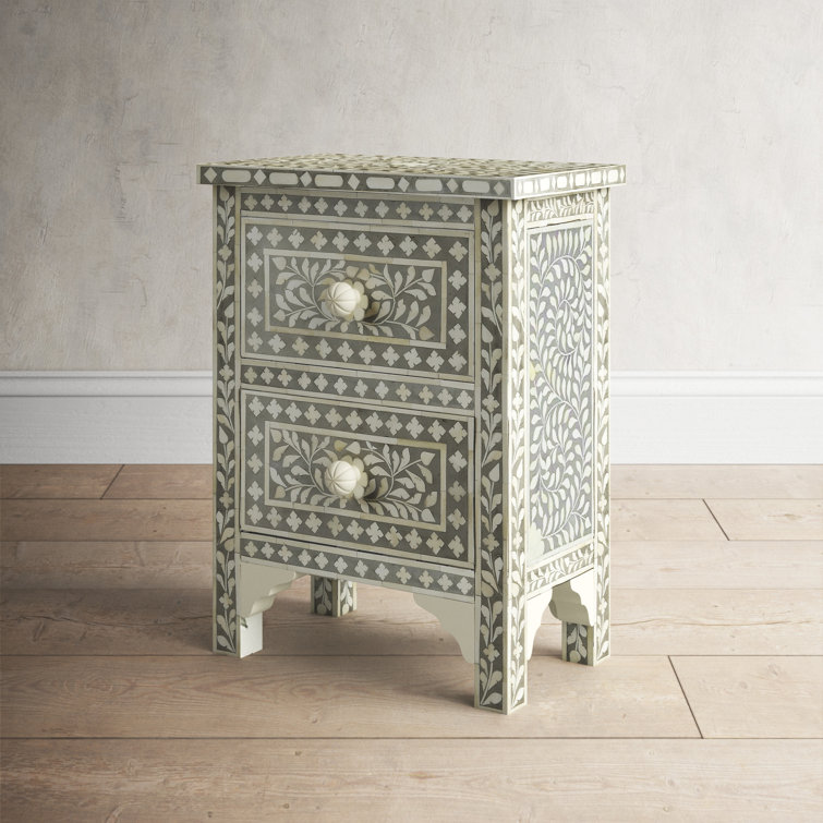 Vivienne Elegance Grey Bone Inlay and Mango Wood Accent Chest
