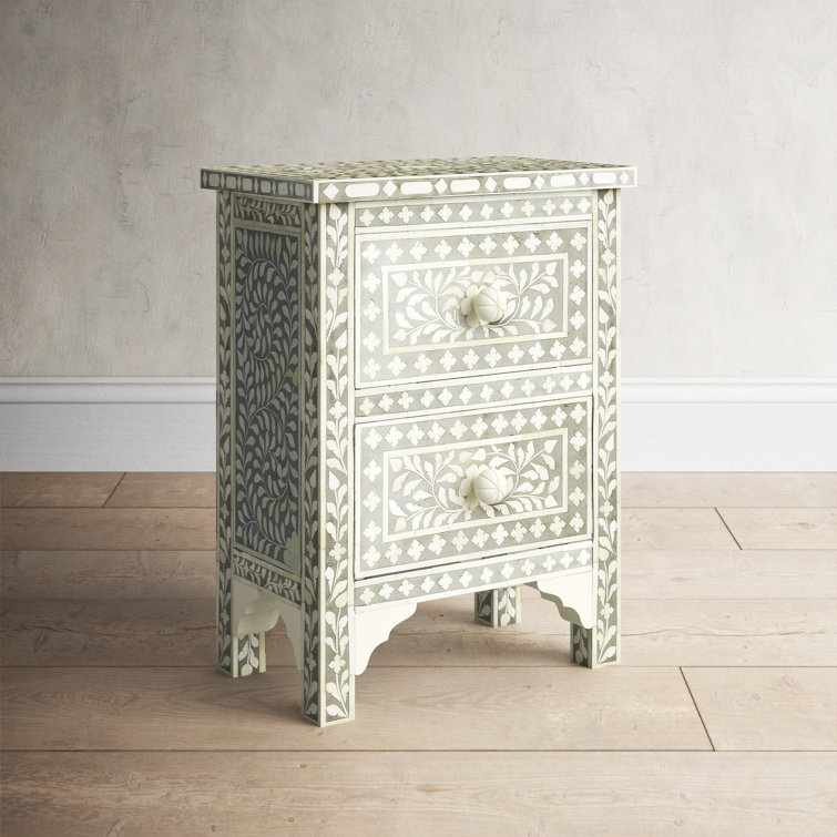 Vivienne Elegance Grey Bone Inlay and Mango Wood Accent Chest