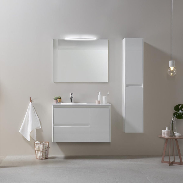 Ambra 35.1" Matte White Wall Mounted Single Vanity Base