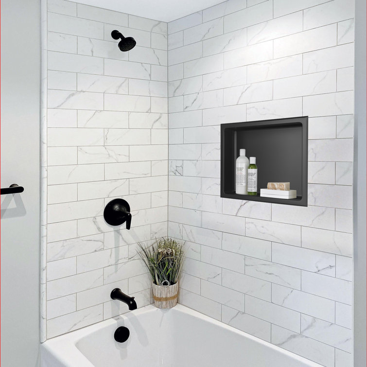 14-Inch Black Stainless Steel Shower Niche