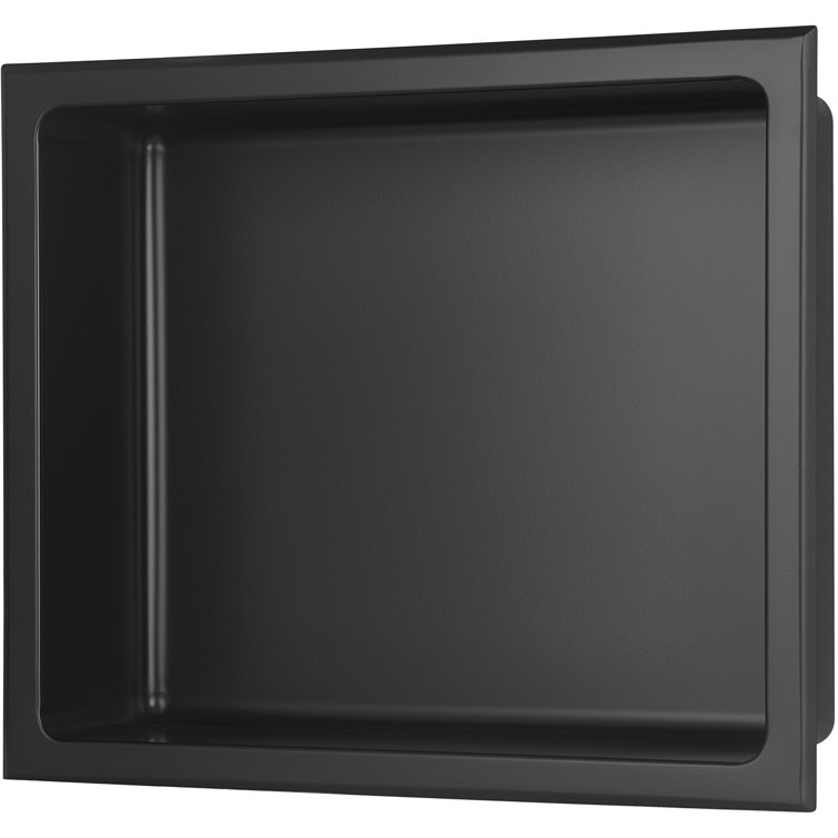 14-Inch Black Stainless Steel Shower Niche