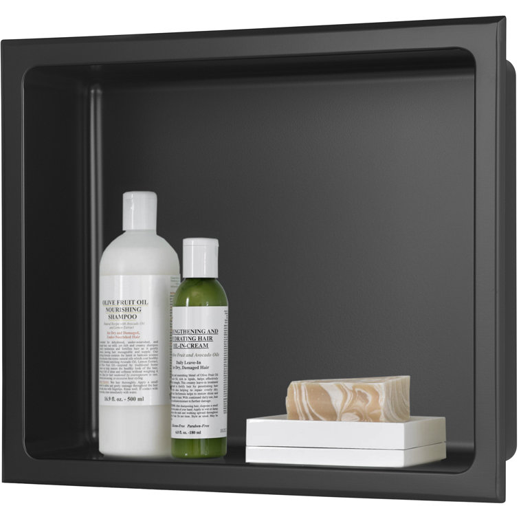 14-Inch Black Stainless Steel Shower Niche